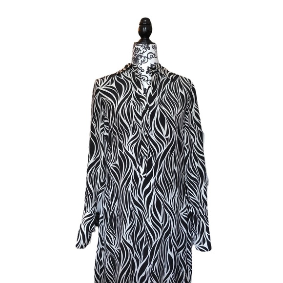 NINE WEST Silk Zebra-Print shirt Dress - Picture 2 of 16